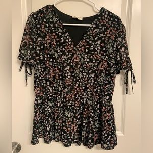Black floral Ember short sleeve blouse Large